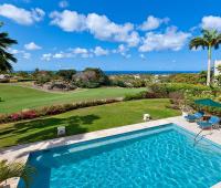 Expansive private pool with panoramic golf course and ocean views at Benjoli Breeze, Royal Westmoreland, Barbados.