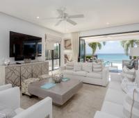 Barbados Vacation Villa Dolphin Beach House TV Room with Lounge Seats and Ocean View