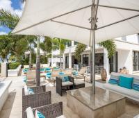 Barbados Vacation Villa Dolphin Beach House Outside Covered Seating and Sun Umbrella 