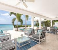 Barbados Vacation Villa Dolphin Beach House Covered Patio with Seating and Ocean View