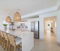 Palm Beach 204 Barbados Beachfront Condo Rental Kitchen Into Walkway