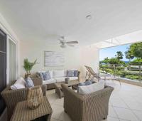 Palm Beach 204 Barbados Beachfront Condo Rental Seating With Garden View