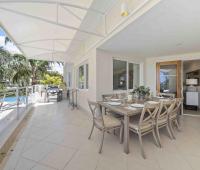 Palm Beach 204 Barbados Beachfront Condo Rental Patio Looking To Pool