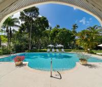 Heronetta Sandy Lane Estate Barbados View of Pool and Gardens from Pool House