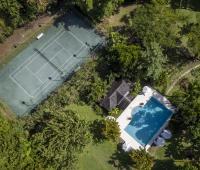 Heronetta Sandy Lane Estate Barbados Aerial View of Pool, Pool House and Tennis Courts