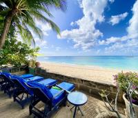 Beachfront Barbados Villa Rental Seascape Beach View with Loungers