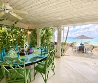 Beachfront Barbados Villa Rental Seascape Dining Table and Beachview