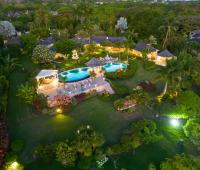Point of View Holiday Rental In Sandy Lane Barbados Aerial View From Ocean at Dusk with Pool and Gardens