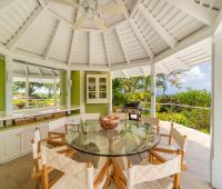 Point of View Holiday Rental In Sandy Lane Barbados Sun Room and Breakfast Dining with Ocean and Garden Views