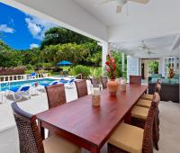 Sandy Lane Barbados Holiday Rental Rose of Sharon Dining Table and Pool Deck