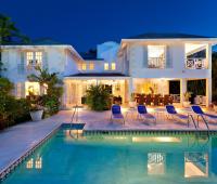 Sandy Lane Barbados Holiday Rental Rose of Sharon Swimming Pool Evening View with Lights On