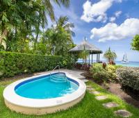 Barbados Beachfront Vacation Rental Villa Seawards Swimming Pool, Gazebo and Gardens