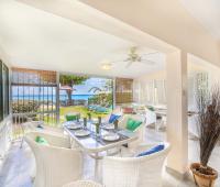 Barbados Beachfront Vacation Rental Villa Seawards Covered Patio and Seating
