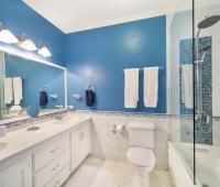 Barbados Beachfront Vacation Rental Villa Seawards Master Bathroom With Shower and Tub