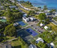 Tara Barbados 4 Bedroom Holiday Rental Villa Aerial of Tennis Courts and Ocean