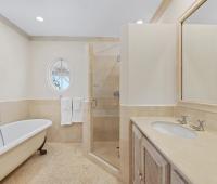 Villa Rosa Holiday Rental Villa In Royal Westmoreland Barbados Master Bathroom with Shower and Claw Foot Tub