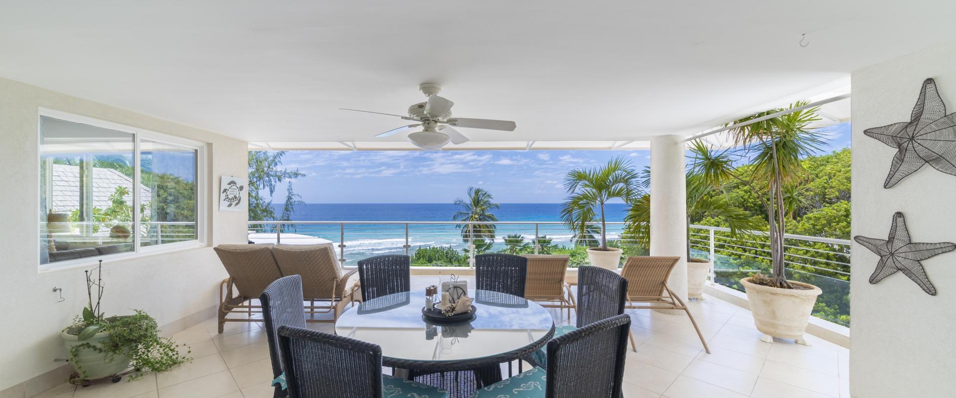 Palm Beach 502 Holiday Rental Barbados Outdoor Dining with Ocean View