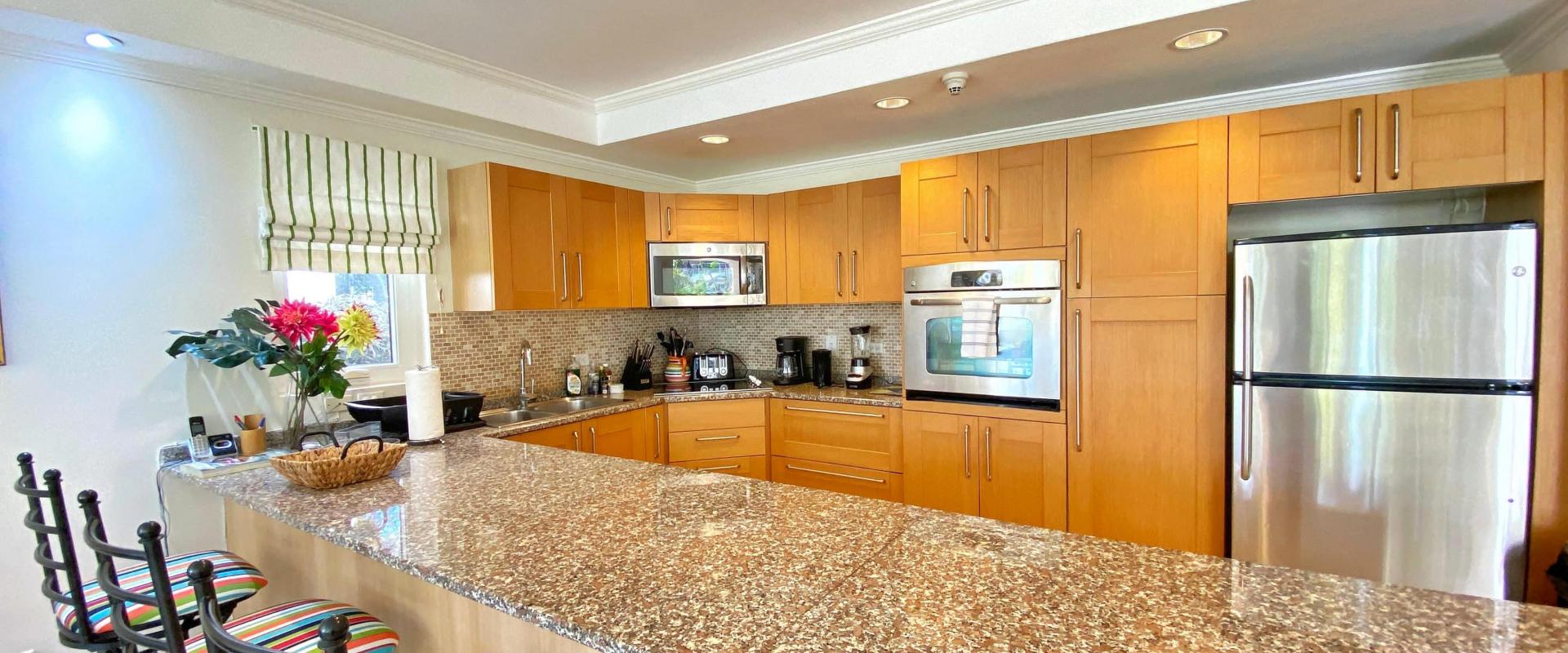 Palm Beach 211 Barbados Beachfront Vacation Condo Rental Fully Equipped Kitchen