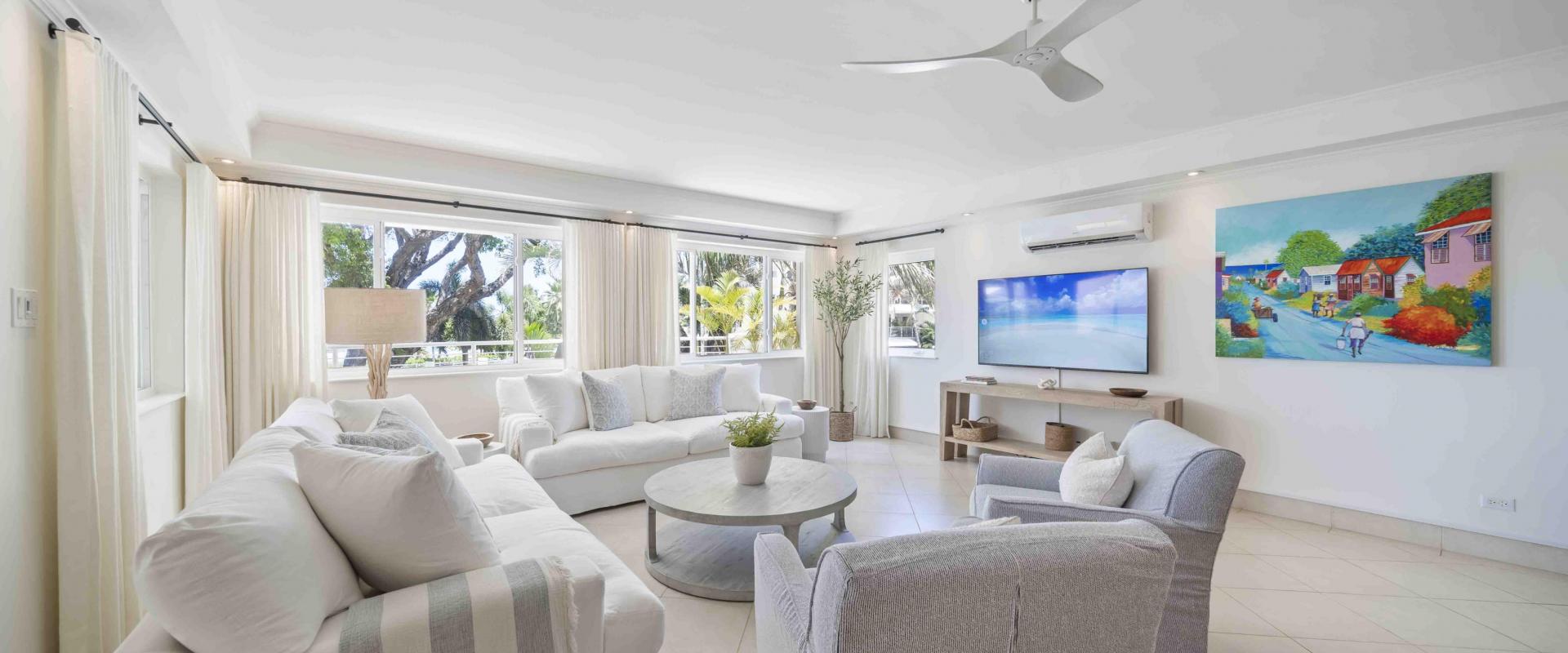 Palm Beach 204 Barbados Beachfront Condo Rental Living Room