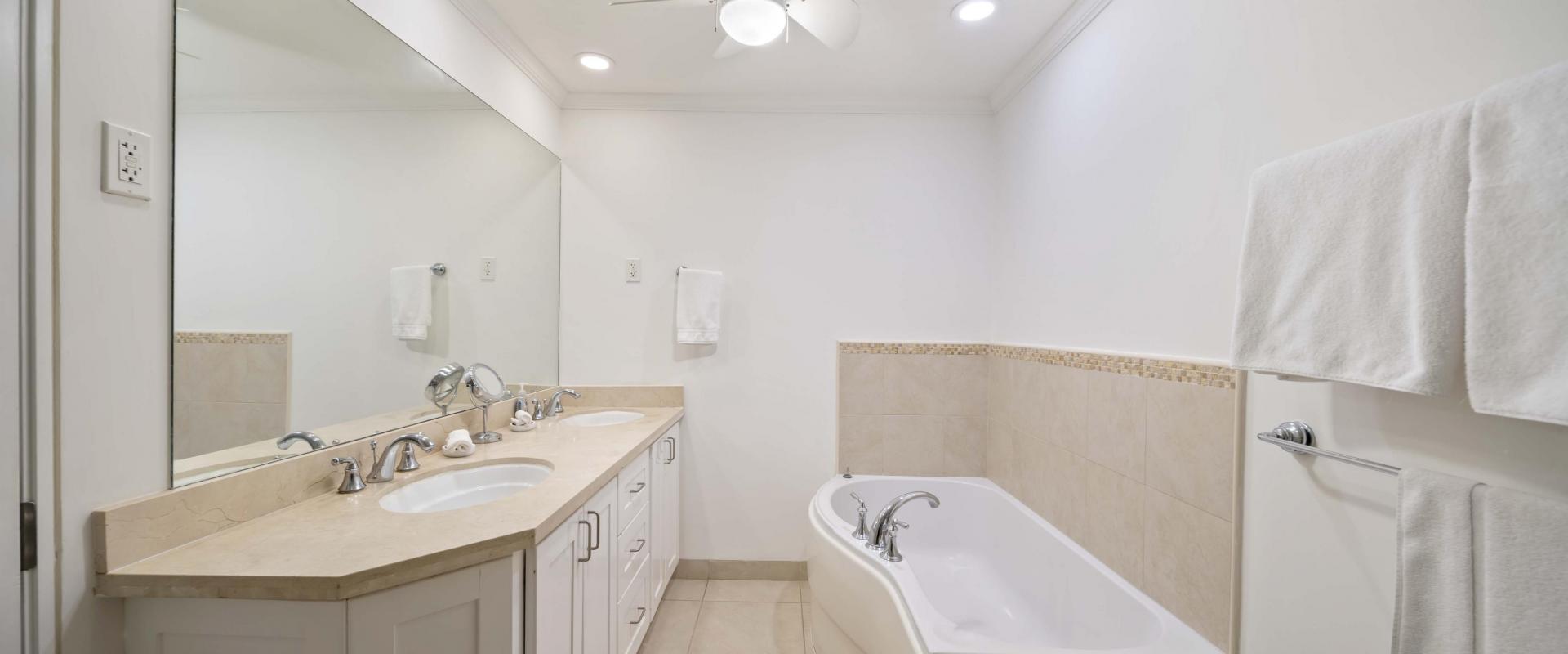 Palm Beach 204 Barbados Beachfront Condo Rental Master Bathroom With Tub