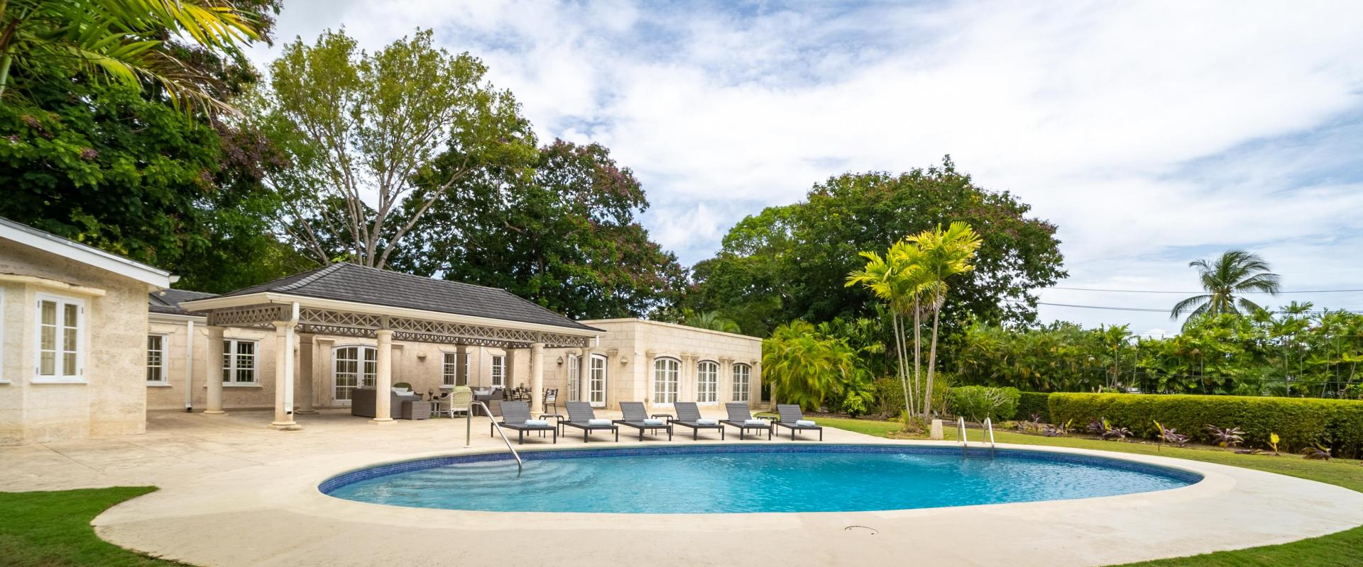 Franklins House Holiday Rental Villa In Sandy Lane Barbados Pool Deck and Gardens towards house