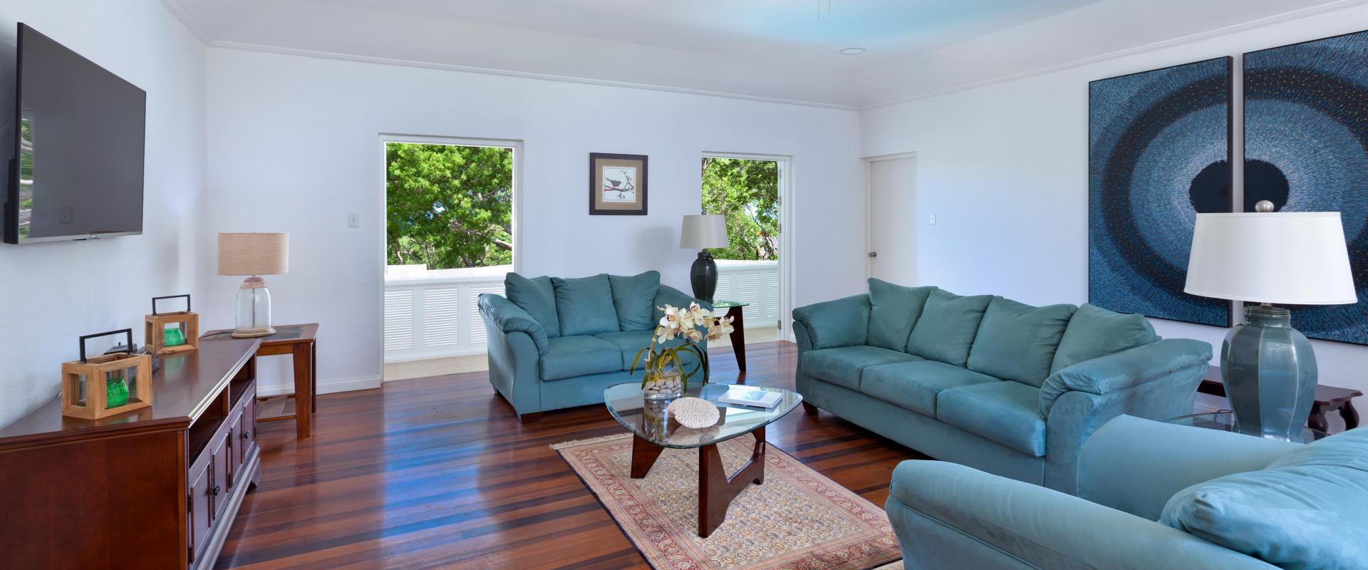 Sandy Lane Holiday Villa Barbados Halle Rose TV Room with Couch Seating