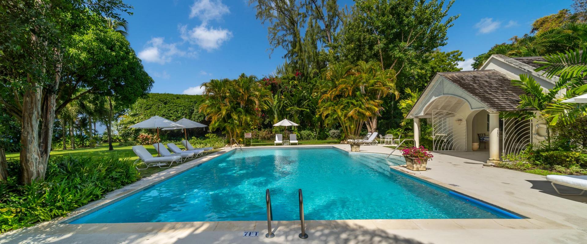 Heronetta Sandy Lane Estate Barbados Pool Deck and Surrounding Gardens