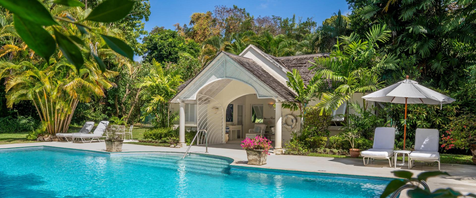 Heronetta Sandy Lane Estate Barbados Pool and Pool House View from Garden