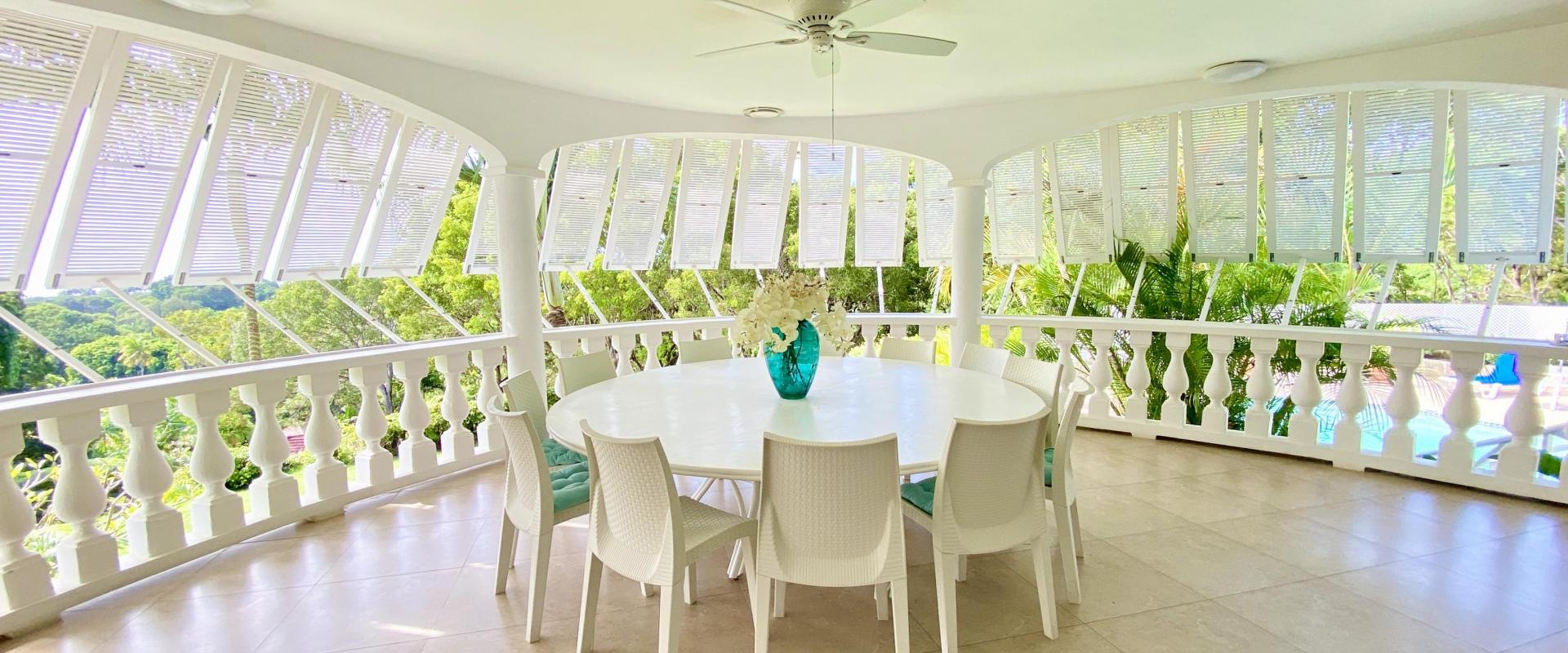 Sandy Lane Holiday Villa Barbados Halle Rose Breakfast Dining Nook with Ocean and Pool View