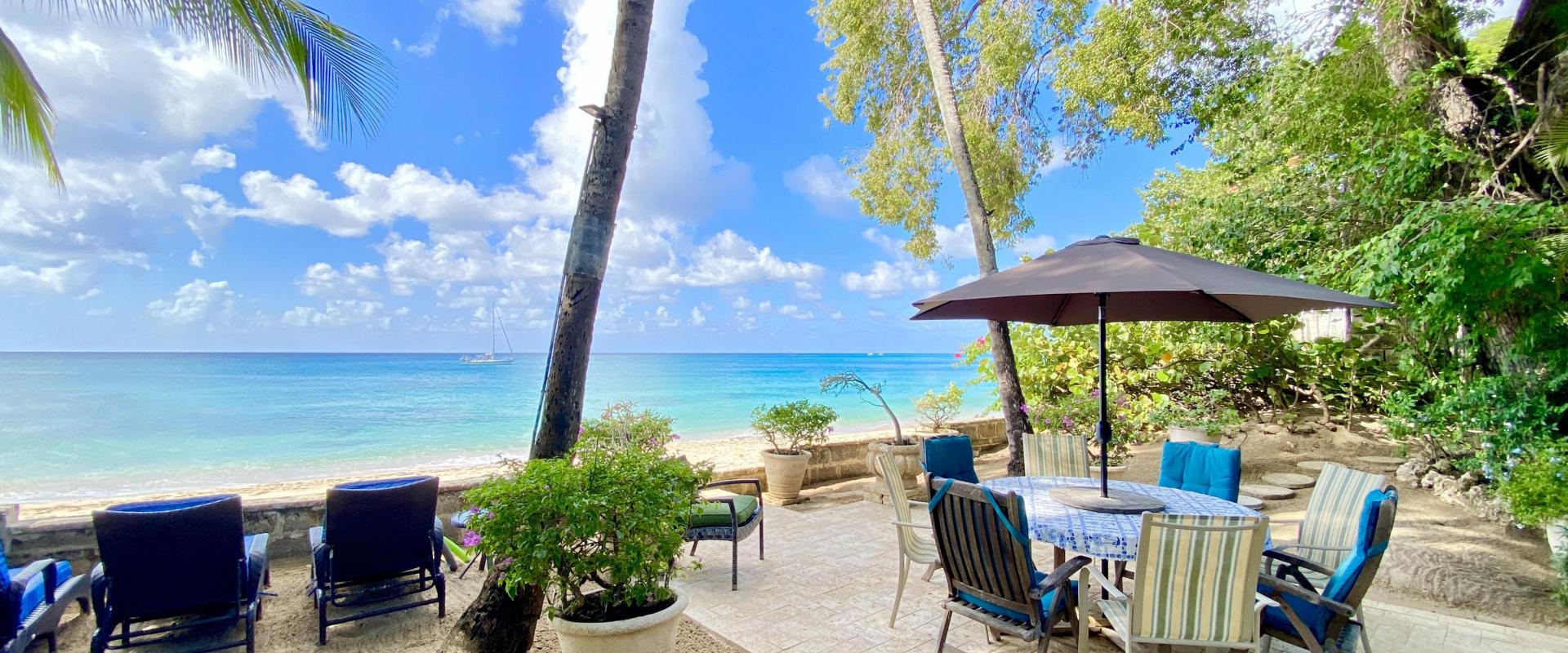 Beachfront Barbados Villa Rental Seascape Beach and Lounger Views