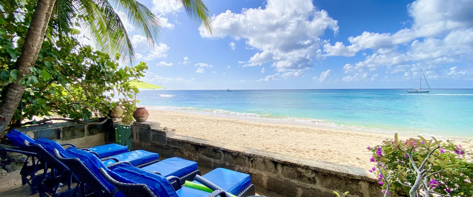 Beachfront Barbados Villa Rental Seascape Beach View with Loungers