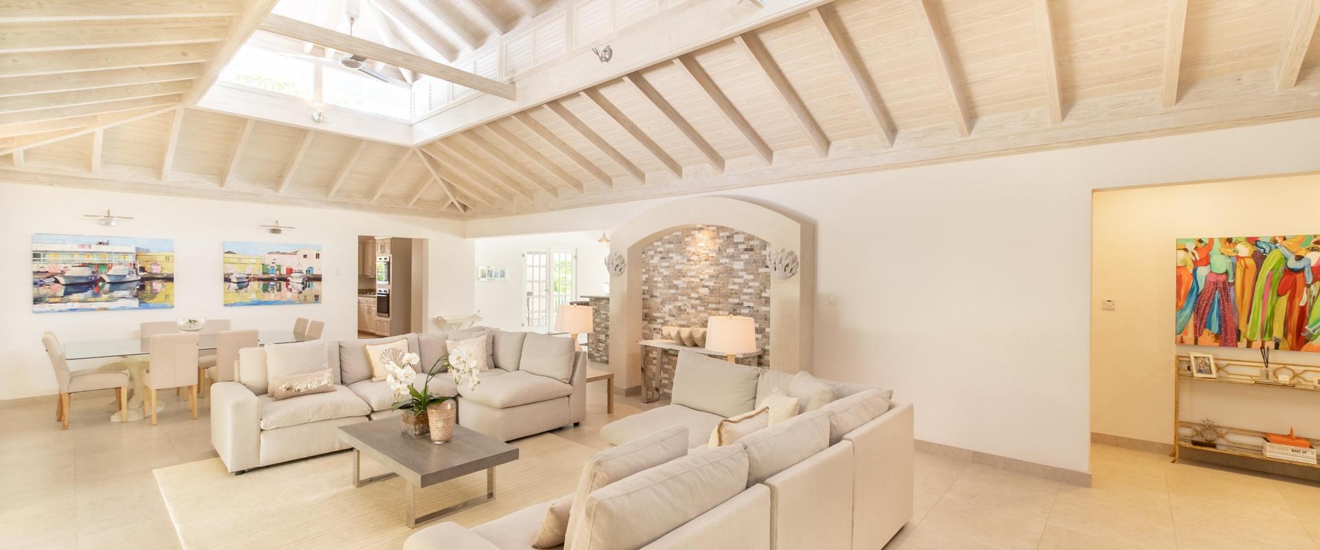 Palm Tree Villa Sandy Lane Barbados Living Room with Vaulted Ceiling