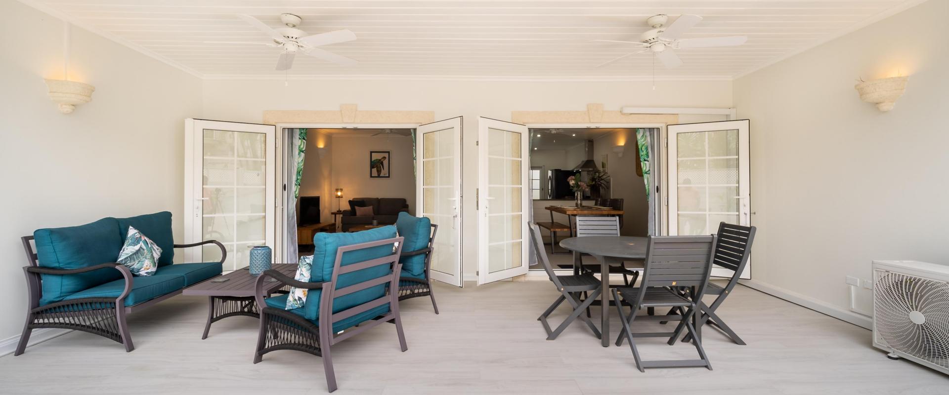 Porters Gate 19 Holiday Rental St. James Barbados Covered Patio with Seating