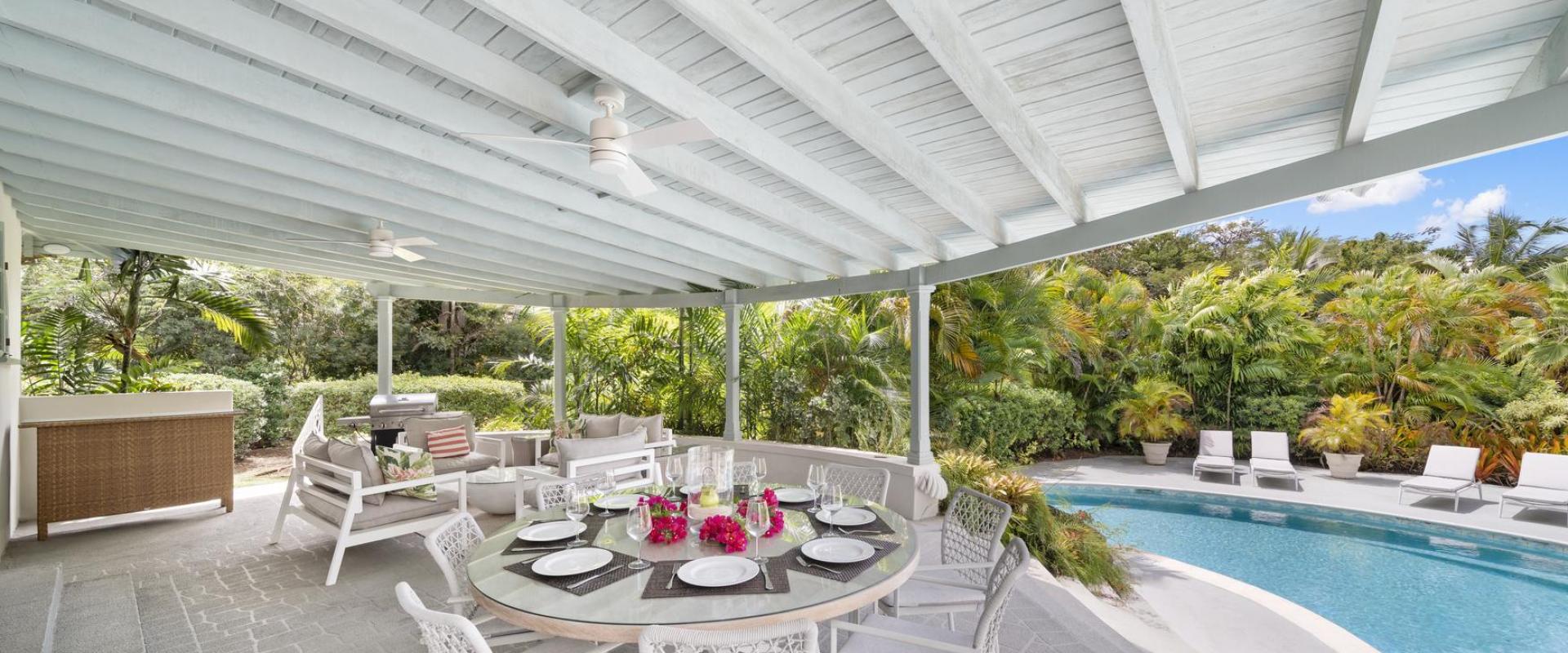 Phoenix Villa Sandy Lane Barbados Covered Patio with Dining, Bar and Pool