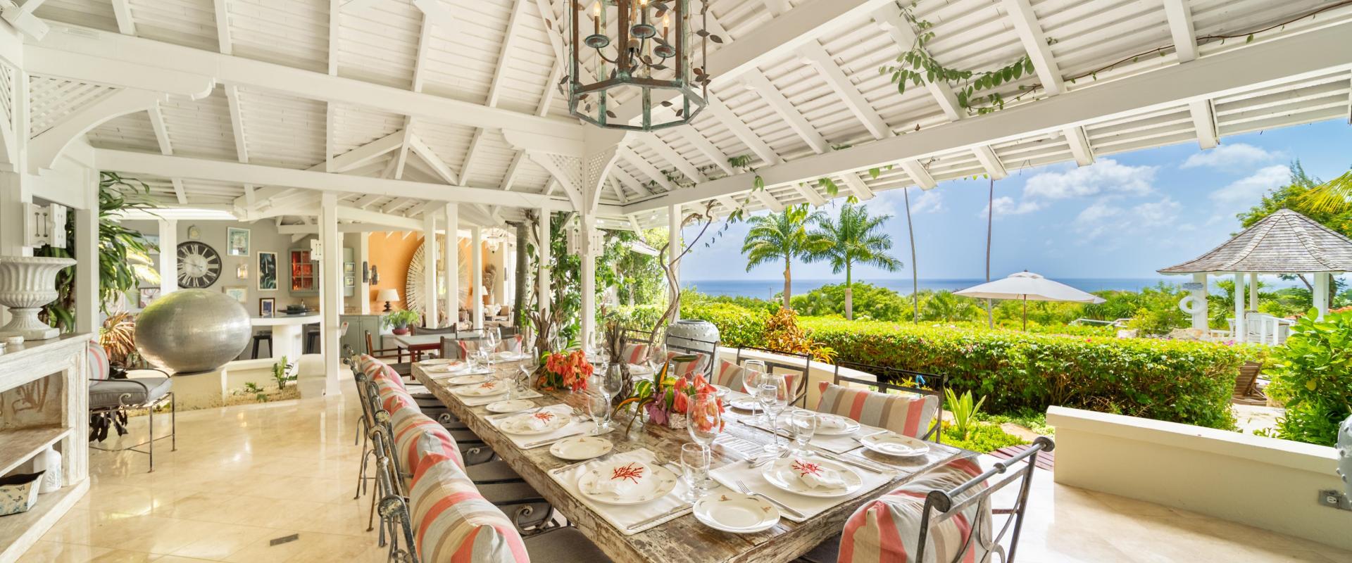 Point of View Holiday Rental In Sandy Lane Barbados Informal Dining With Garden and Ocean Views