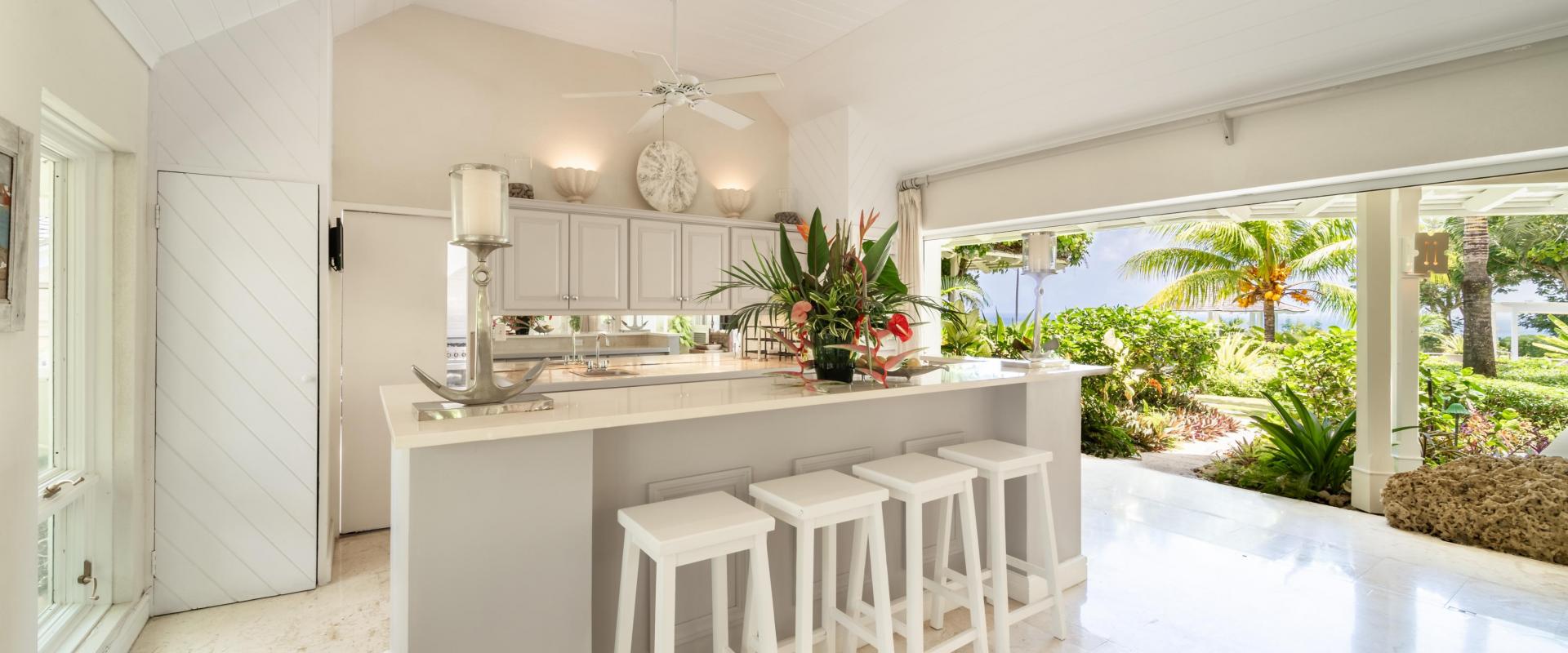 Point of View Holiday Rental In Sandy Lane Barbados Indoor Wet Bar and Seating Area