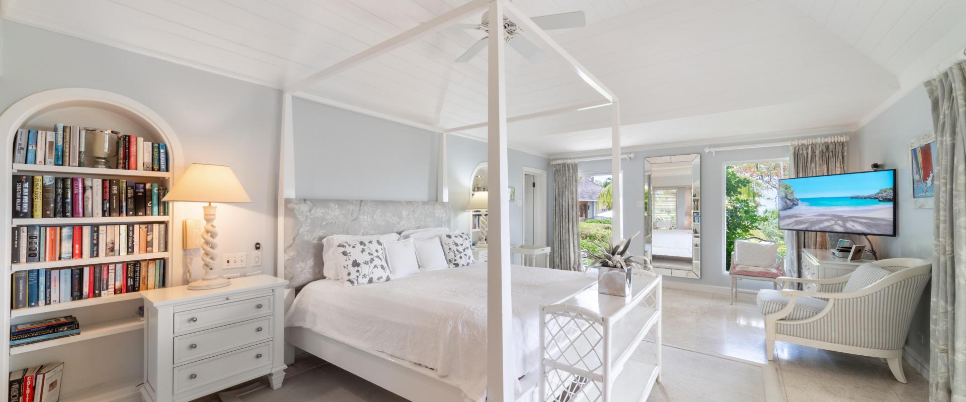 Point of View Holiday Rental In Sandy Lane Barbados Master Bedroom with Four Poster Bed and TV
