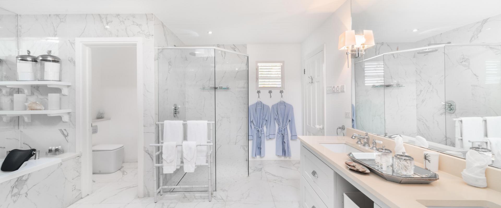 Point of View Holiday Rental In Sandy Lane Barbados Master Bathroom With Double Vanity Shower and Tub