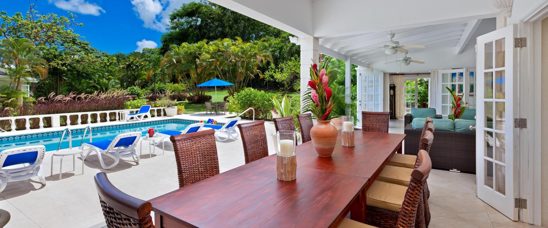 Barbados Holiday Rental Rose Of Sharon Sandy Lane Dining and Patio Area