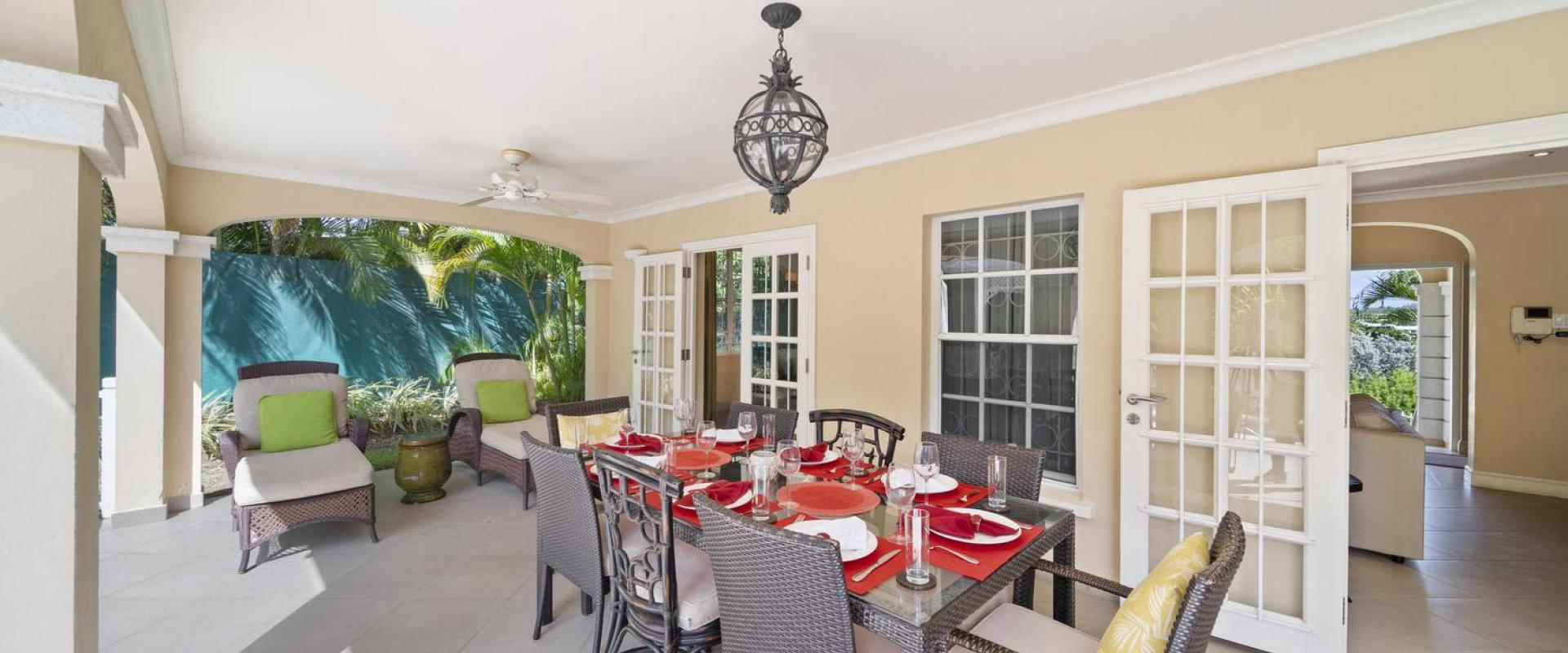 Tara Barbados 4 Bedroom Holiday Rental Villa Covered Patio and Dining Area
