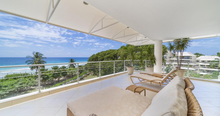 Palm Beach 502 Holiday Rental Barbados Outdoor Patio and Ocean View